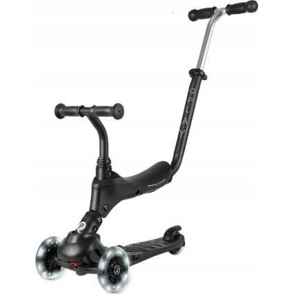 QPlay - 5-in-1 Kids' Scooter with LED Wheels SEMA PRO, Black