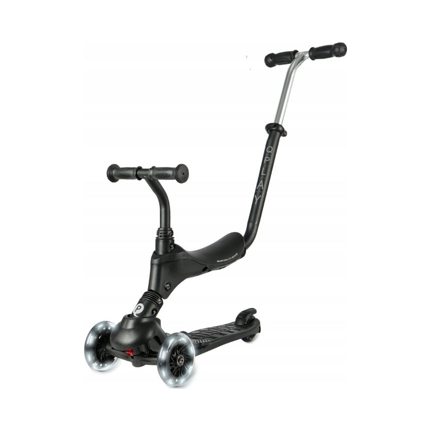 QPlay - 5-in-1 Kids' Scooter with LED Wheels SEMA PRO, Black