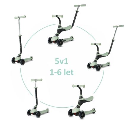 QPlay - Children's 5-in-1 SEMA PRO Scooter with LED Wheels, Green
