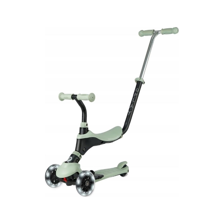 QPlay - Children's 5-in-1 SEMA PRO Scooter with LED Wheels, Green