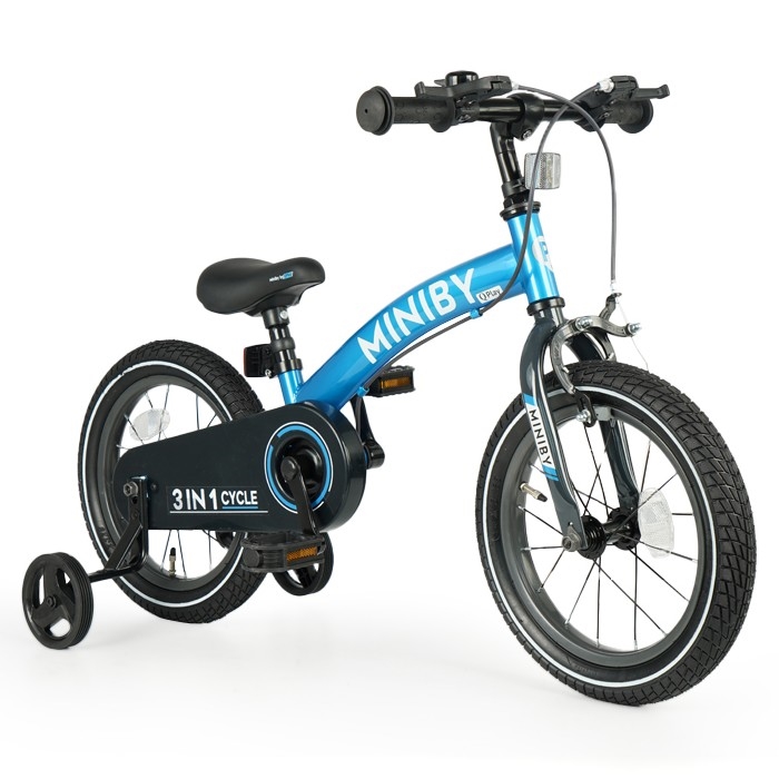 QPlay - Children's bike 14" MINIBY 3in1 blue