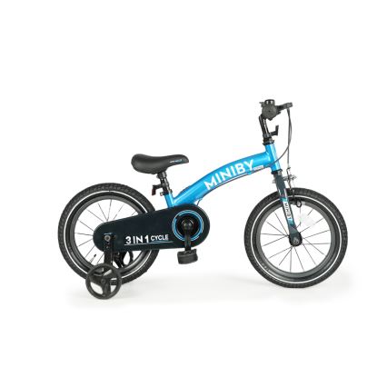 QPlay - Children's bike 14" MINIBY 3in1 blue