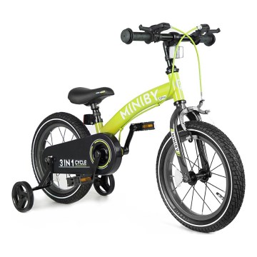 QPlay - Children's bike 14" MINIBY 3in1 green