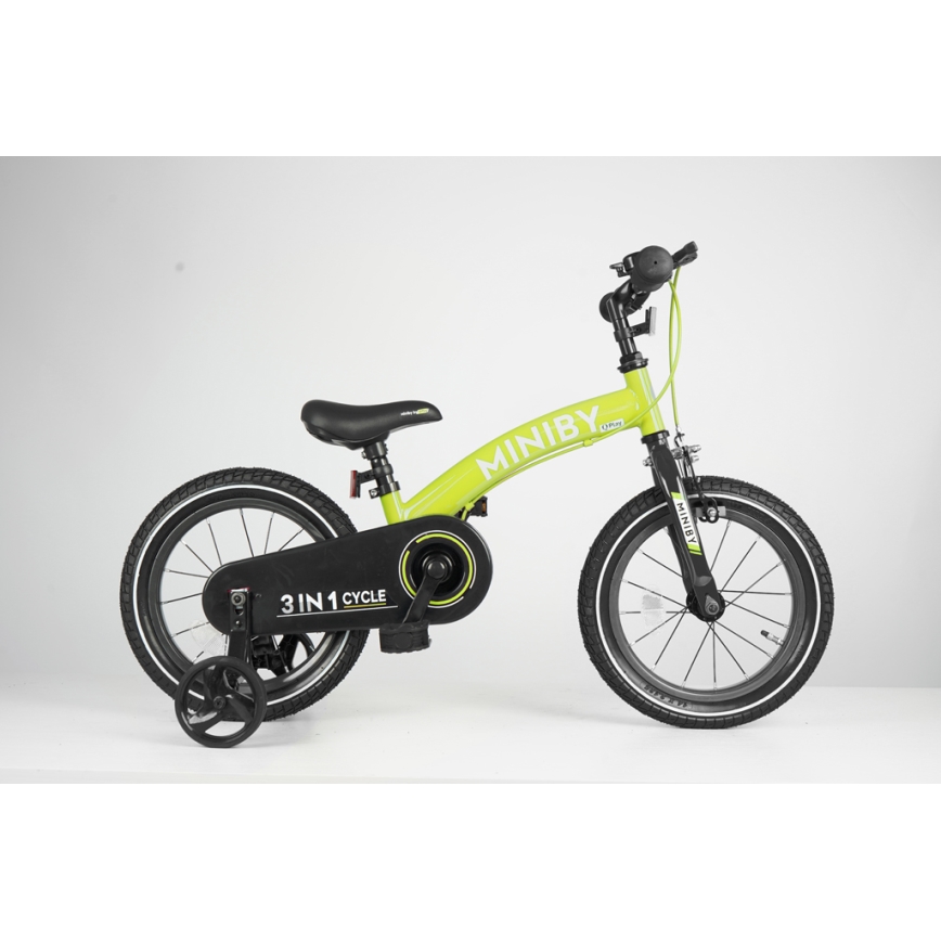QPlay - Children's bike 14" MINIBY 3in1 green