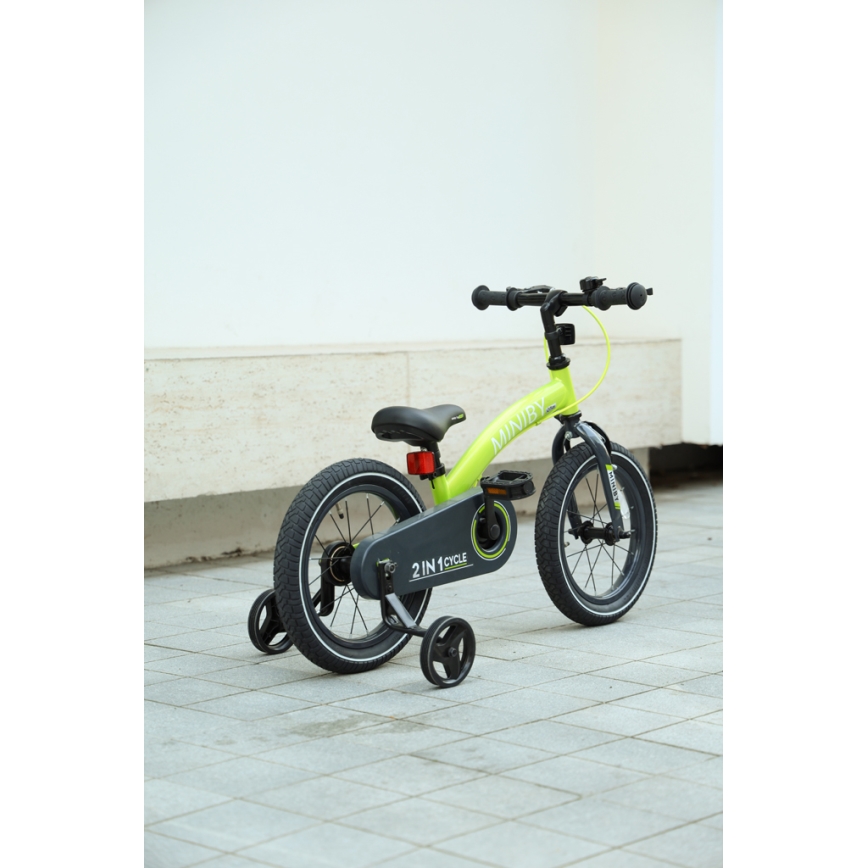 QPlay - Children's bike 14" MINIBY 3in1 green