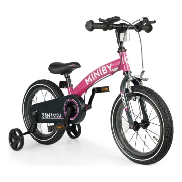 QPlay - Children's bike 14" MINIBY 3in1 pink