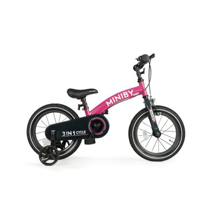 QPlay - Children's bike 14" MINIBY 3in1 pink