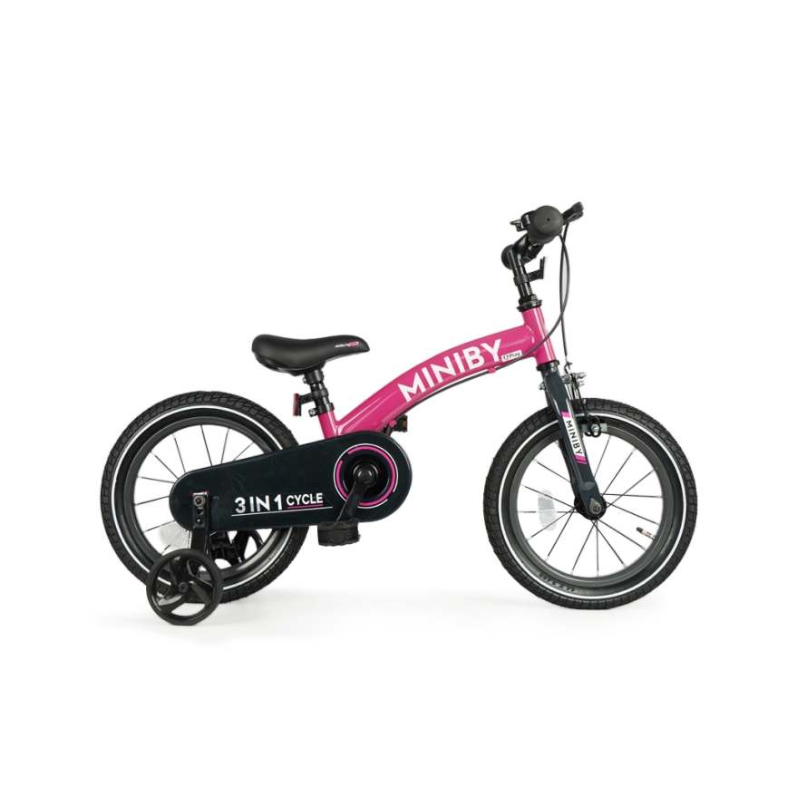 QPlay - Children's bike 14" MINIBY 3in1 pink