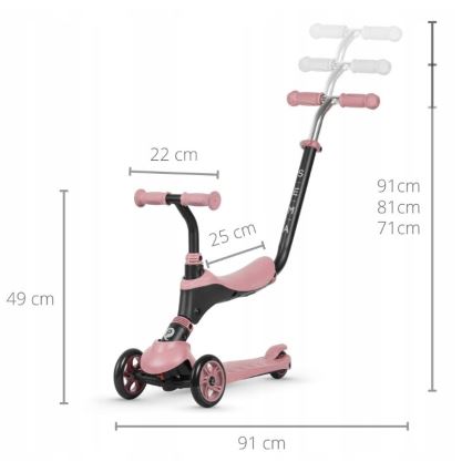 QPlay - Children's scooter 4in1 SEMA pink