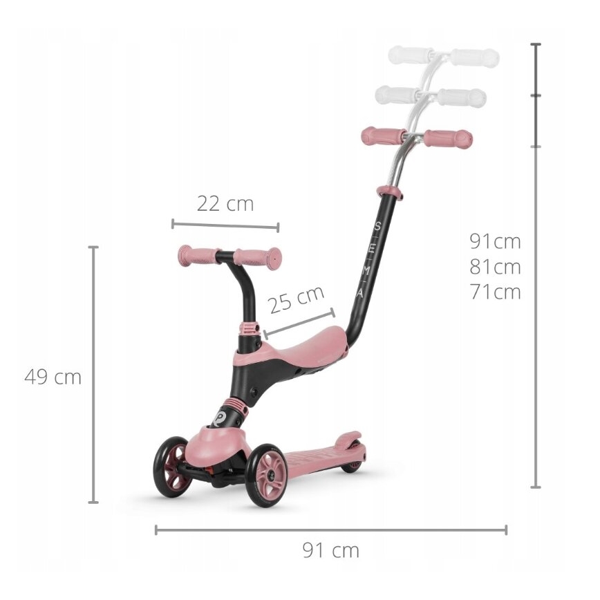 QPlay - Children's scooter 4in1 SEMA pink