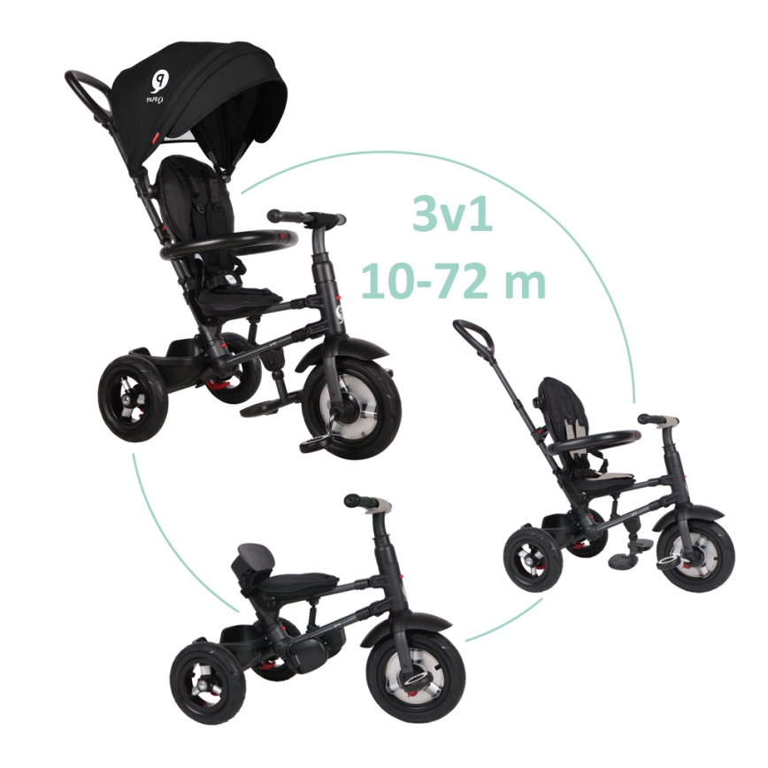 QPlay - Children's tricycle 3in1 RITO AIR black