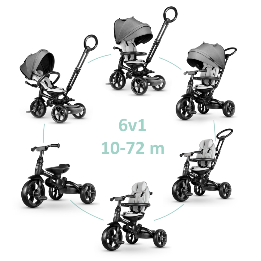 QPlay - Children's tricycle 6in1 PRIME grey