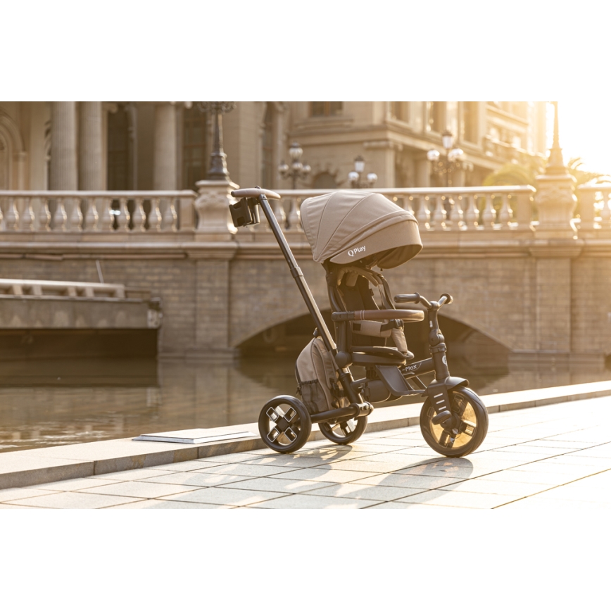 QPlay - COMFO MAX 8-in-1 Kids' Tricycle, Brown