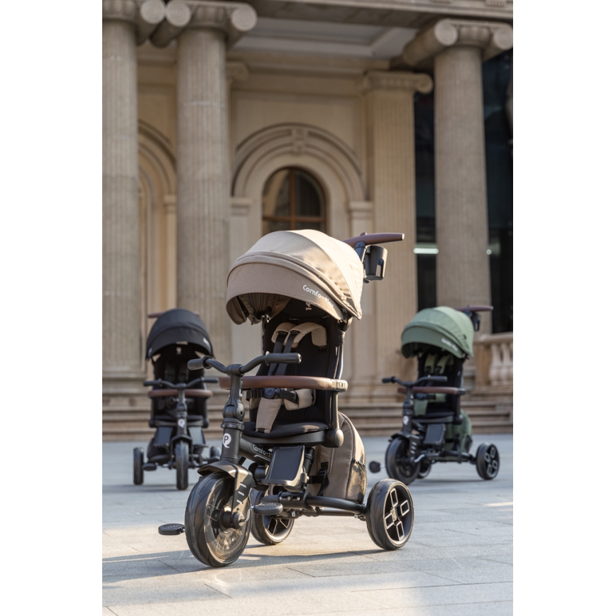 QPlay - COMFO MAX 8-in-1 Kids' Tricycle, Brown