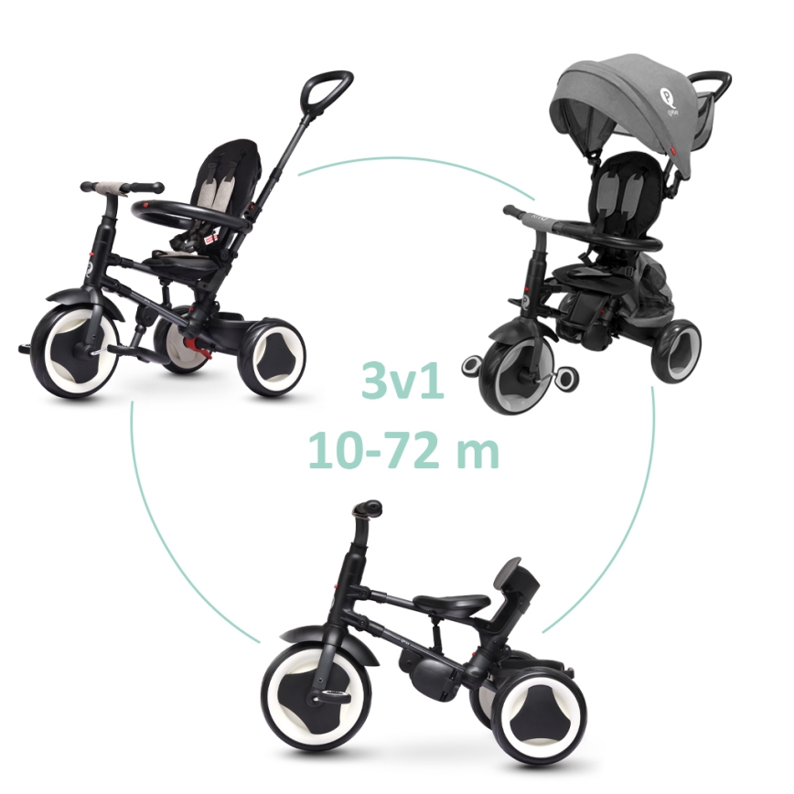 QPlay - Kids' 3-in-1 RITO EVA PLUS Trike, Grey