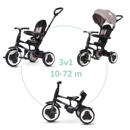 QPlay - Kids' 3-in-1 Tricycle RITO EVO Gray