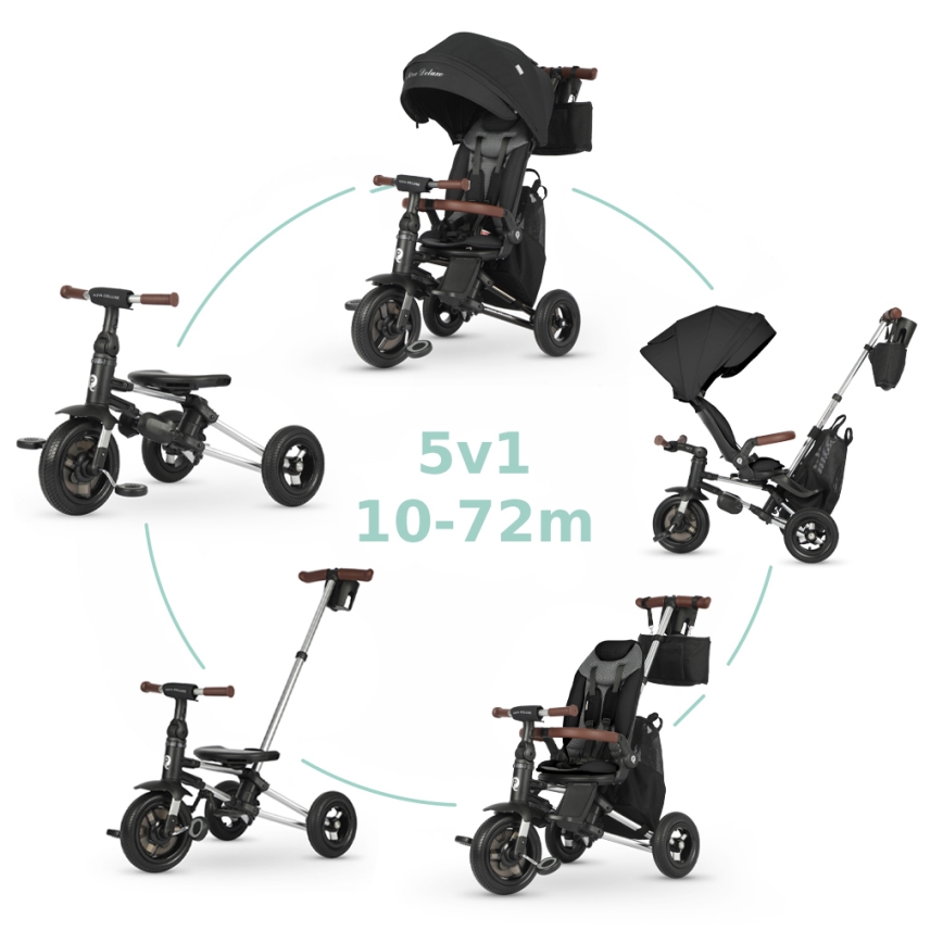 QPlay - Kids' 5-in-1 NOVA DELUXE Tricycle, Black