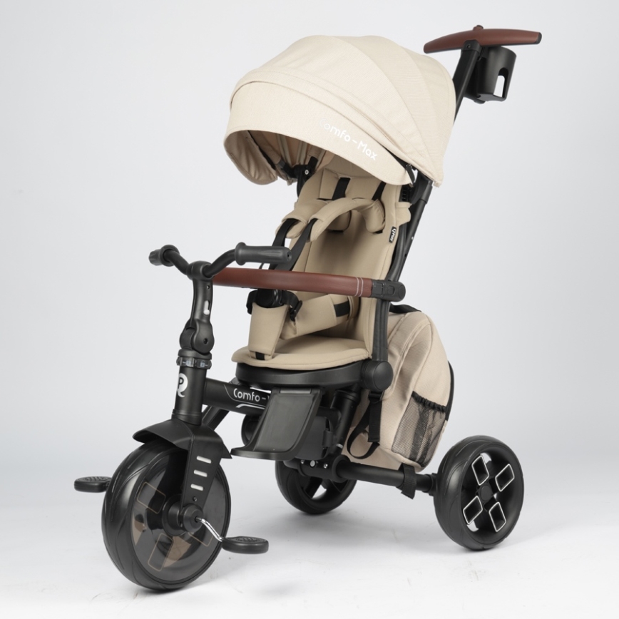 QPlay - Kids' 7-in-1 Tricycle COMFO MAX Beige