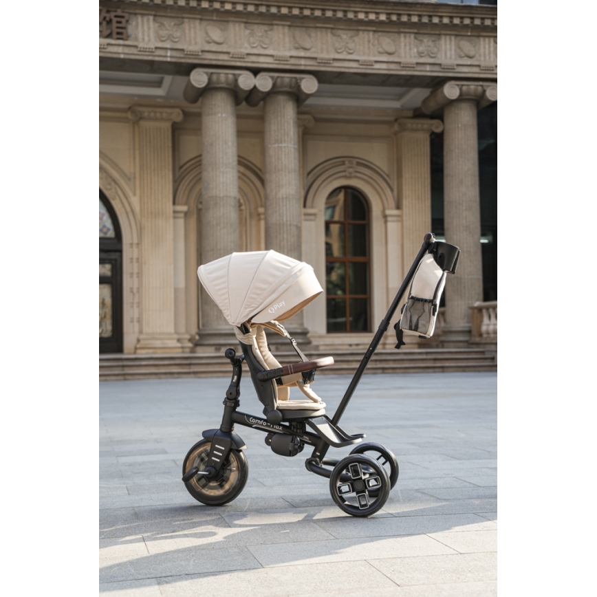 QPlay - Kids' 7-in-1 Tricycle COMFO MAX Beige