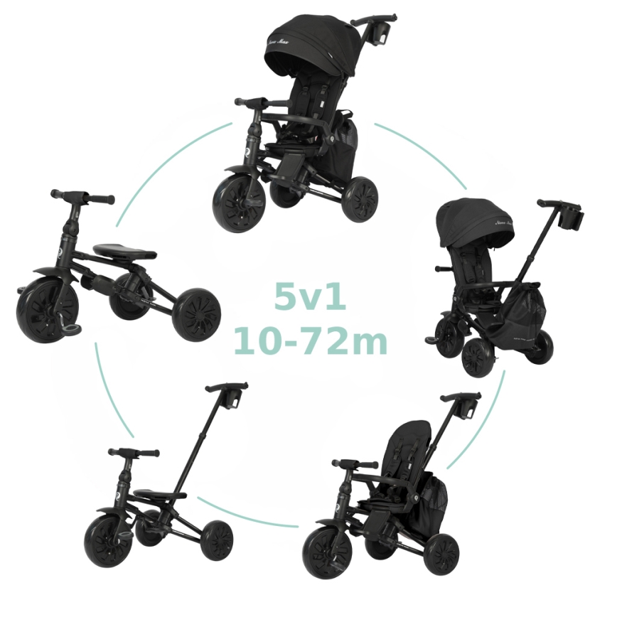 QPlay - NOVA MAX 5-in-1 Children's Tricycle, Black