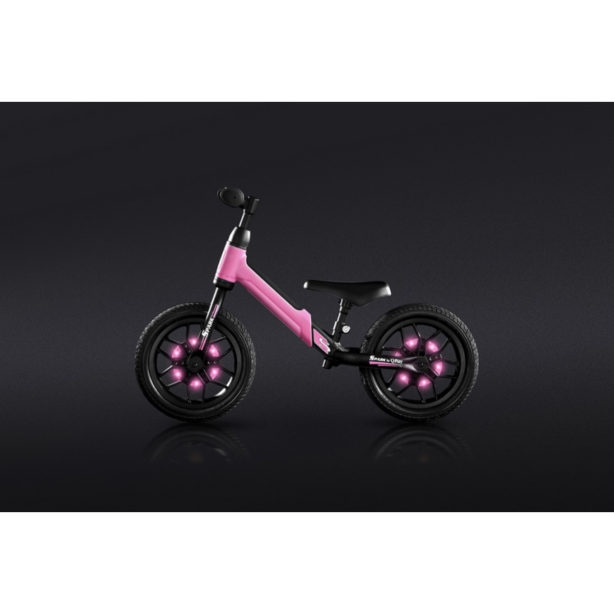 QPlay - Push bike with LED lights on wheels SPARK pink