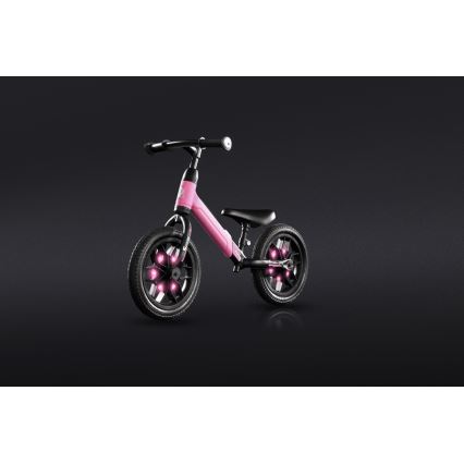 QPlay - Push bike with LED lights on wheels SPARK pink