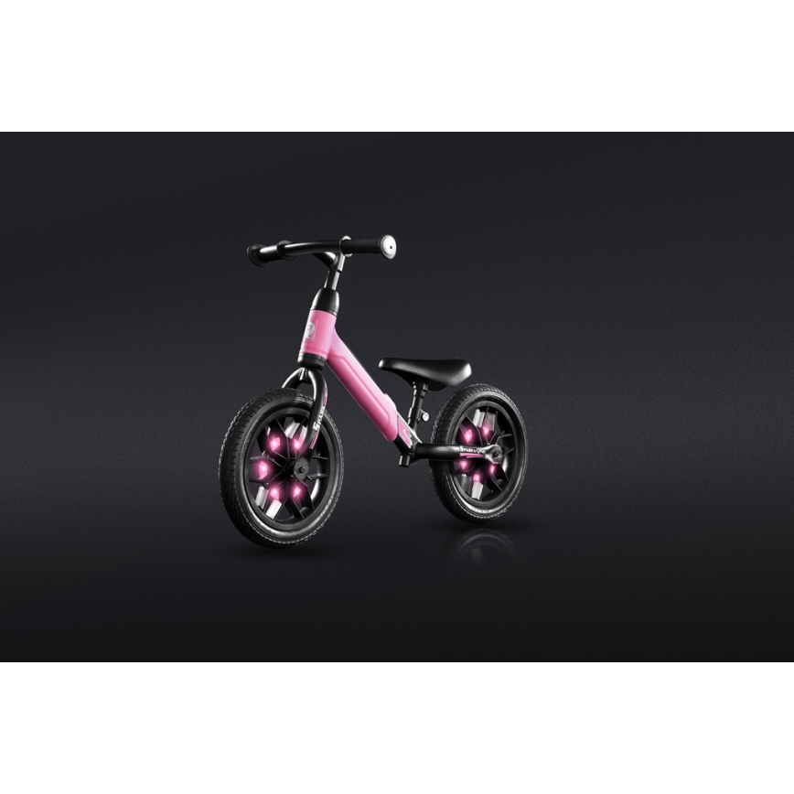 QPlay - Push bike with LED lights on wheels SPARK pink