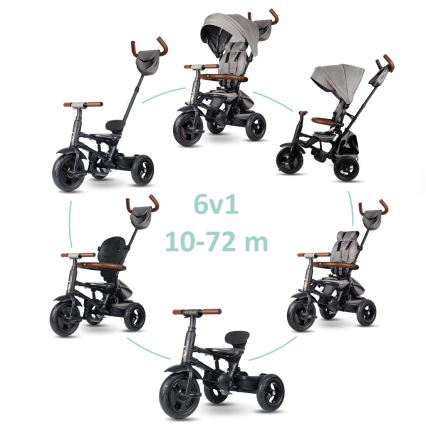 QPlay - RITO DELUXE 6-in-1 Children's Tricycle, Grey