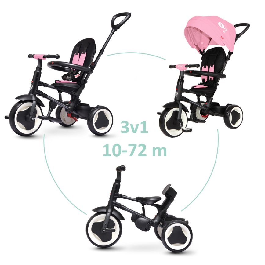 QPlay - RITO EVA 3-in-1 Kids' Tricycle, Pink