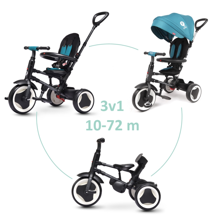 QPlay - RITO EVO 3-in-1 Children's Tricycle Turquoise