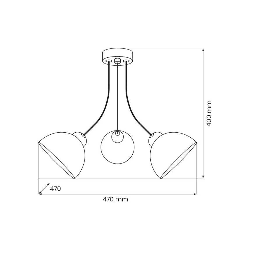 QUEEN Flush-mount ceiling light, 3x E27/15W/230V, black