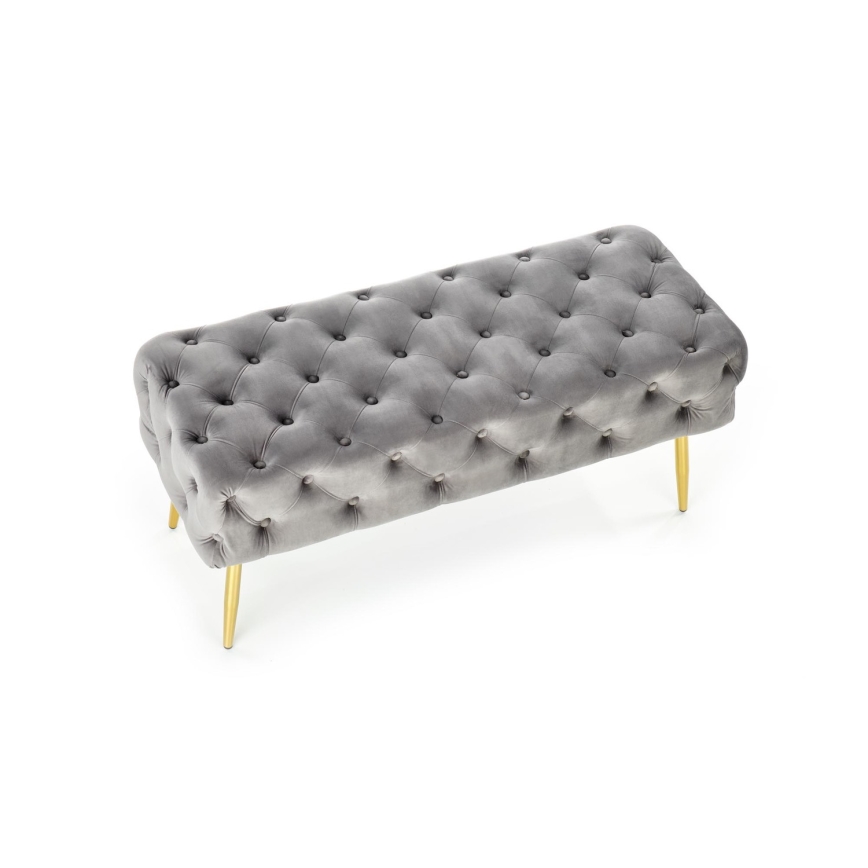 Quilted bench ATHENA 40x100 cm grey/gold