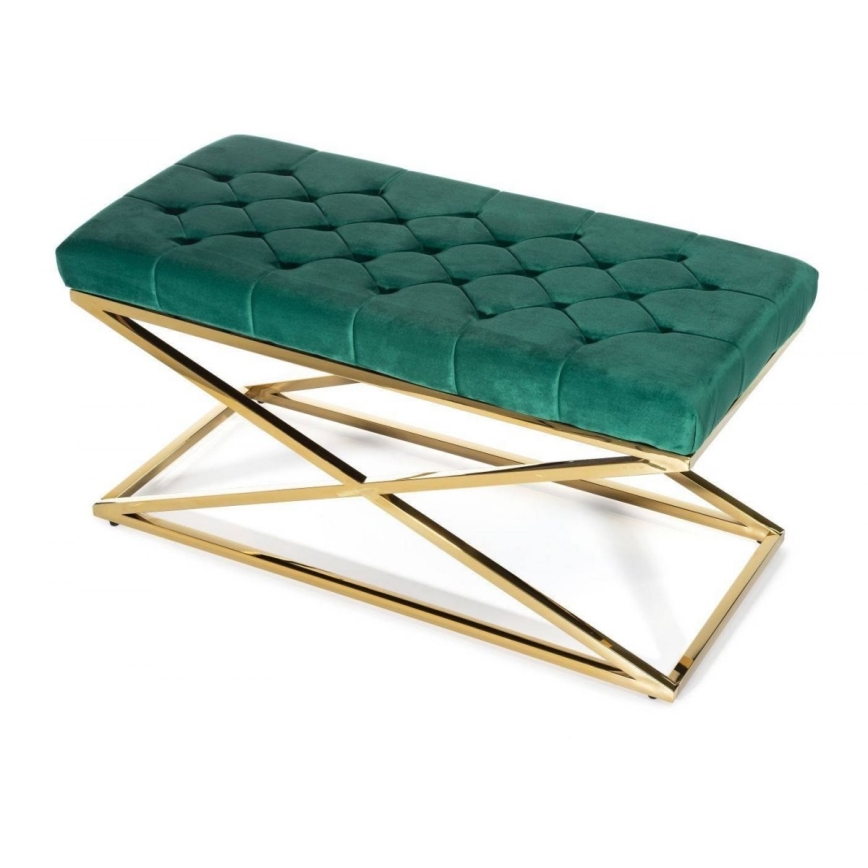 Quilted bench SALIBA 50x97 cm gold/green