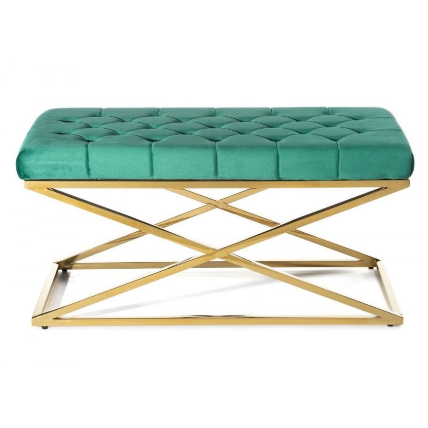 Quilted bench SALIBA 50x97 cm gold/green