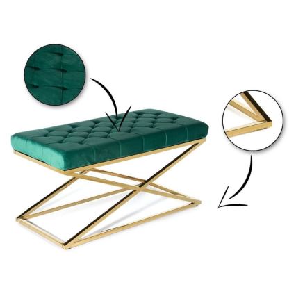 Quilted bench SALIBA 50x97 cm gold/green