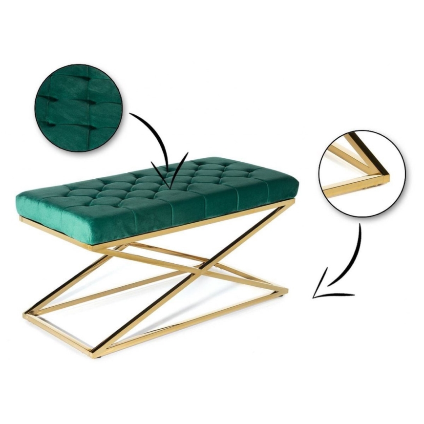 Quilted bench SALIBA 50x97 cm gold/green