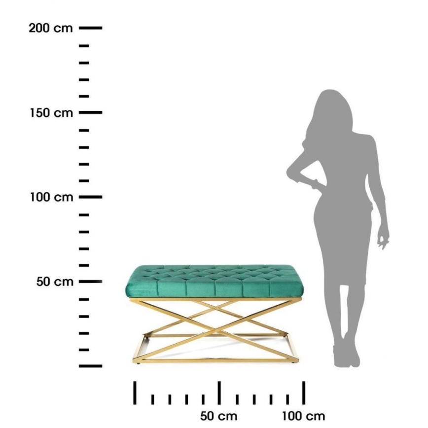 Quilted bench SALIBA 50x97 cm gold/green