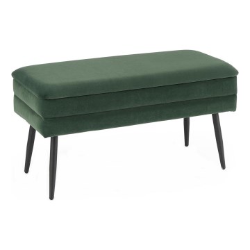 Quilted bench with a storage space VELVA 37x78 cm green/black