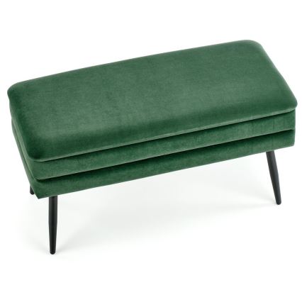 Quilted bench with a storage space VELVA 37x78 cm green/black
