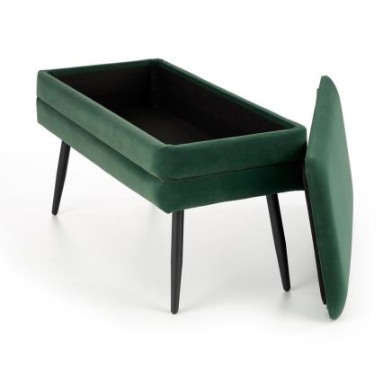 Quilted bench with a storage space VELVA 37x78 cm green/black