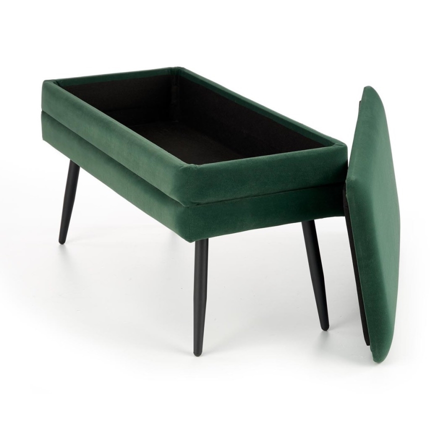 Quilted bench with a storage space VELVA 37x78 cm green/black