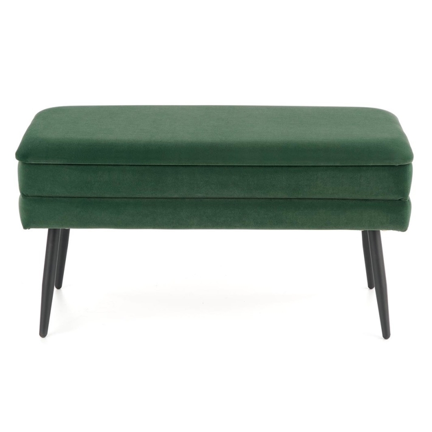 Quilted bench with a storage space VELVA 37x78 cm green/black