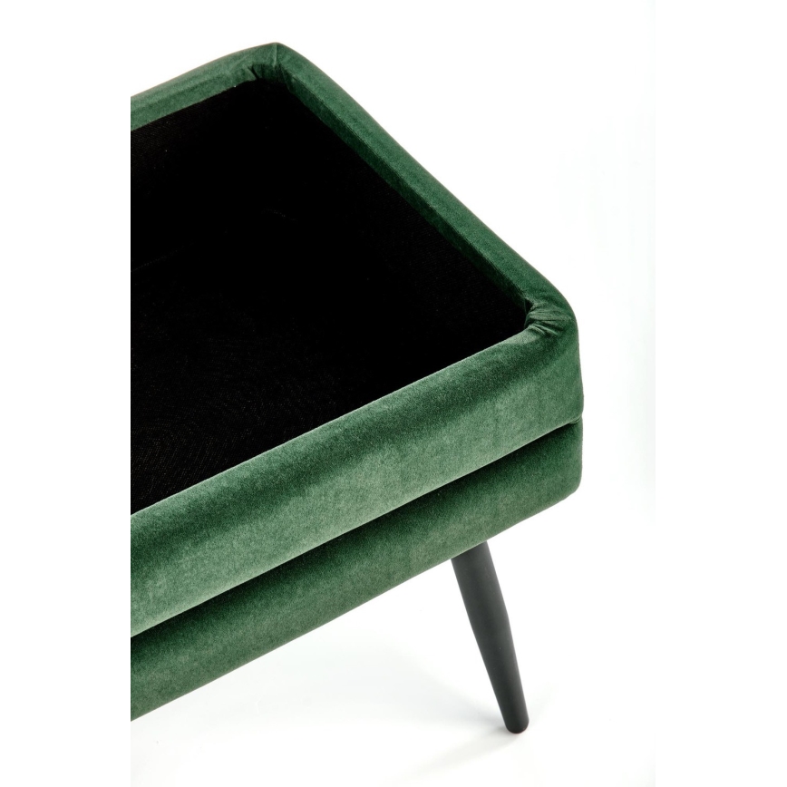 Quilted bench with a storage space VELVA 37x78 cm green/black