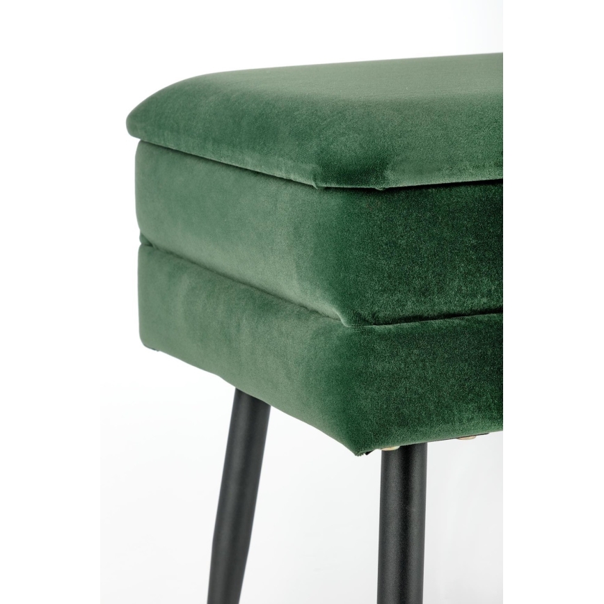 Quilted bench with a storage space VELVA 37x78 cm green/black