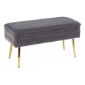 Quilted bench with a storage space VELVA 37x78 cm grey/gold