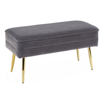 Quilted bench with a storage space VELVA 37x78 cm grey/gold