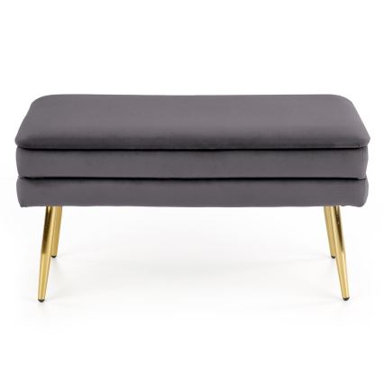 Quilted bench with a storage space VELVA 37x78 cm grey/gold