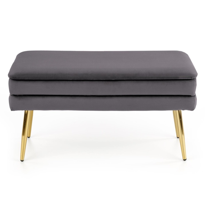 Quilted bench with a storage space VELVA 37x78 cm grey/gold