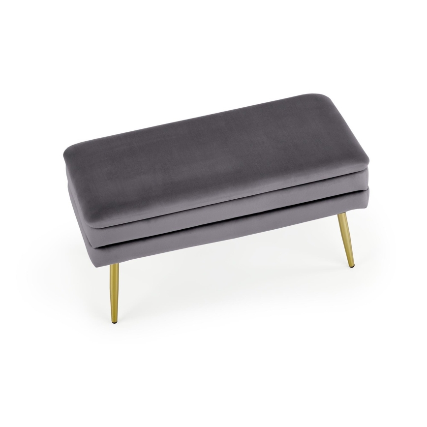 Quilted bench with a storage space VELVA 37x78 cm grey/gold