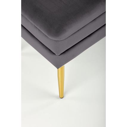 Quilted bench with a storage space VELVA 37x78 cm grey/gold